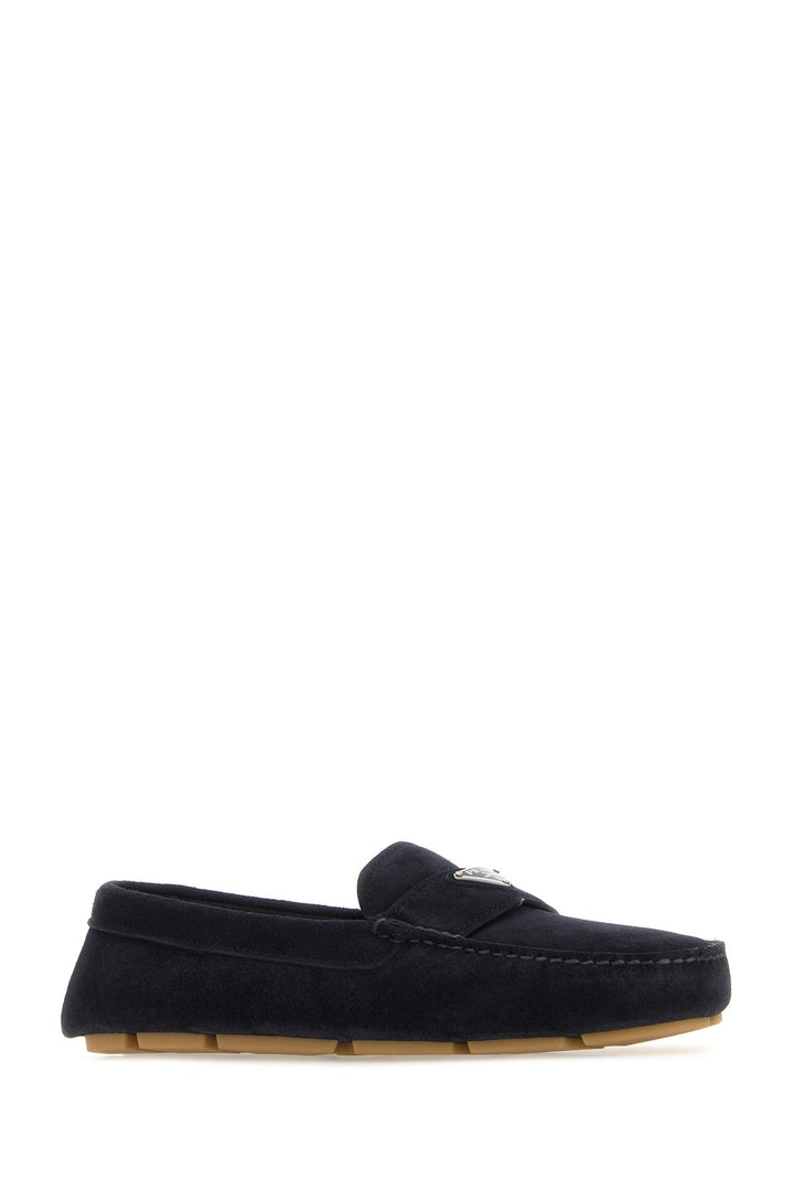 Dark blue suede loafers