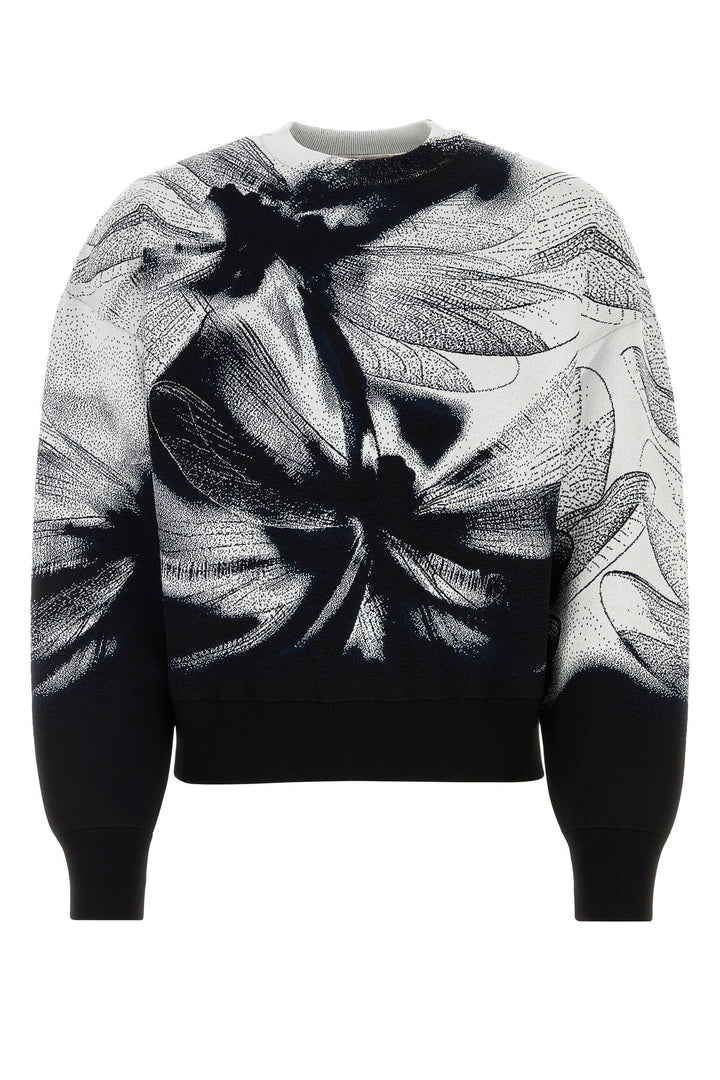 Printed stretch viscose blend sweater