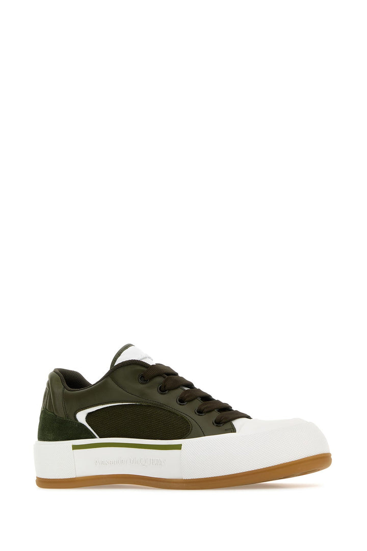 Olive green Plimsoll sneakers