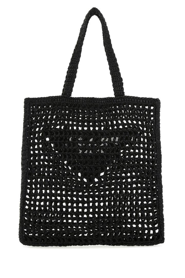 Black raffia shopping bag