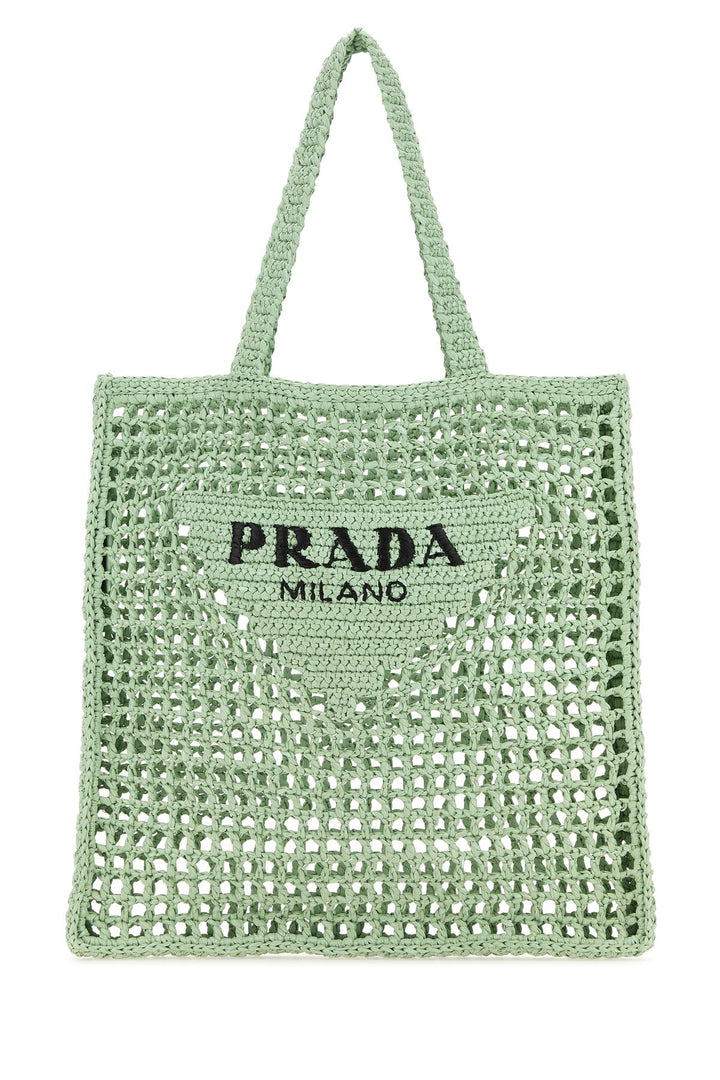 Mint green raffia shopping bag