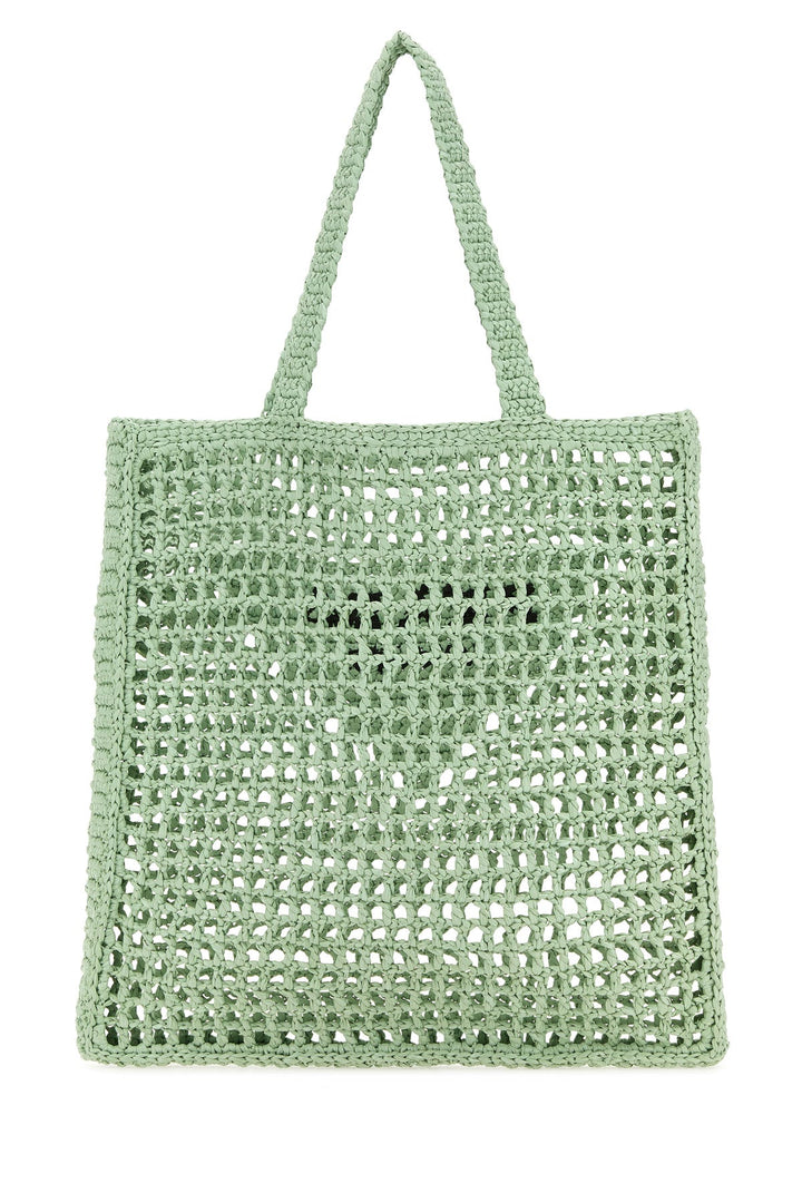 Mint green raffia shopping bag