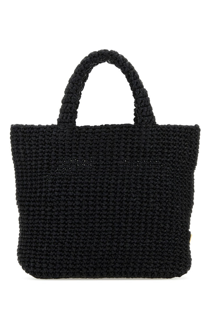 Black straw handbag