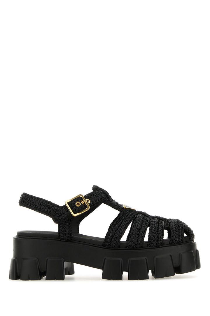 Black raffia Monolith sandals