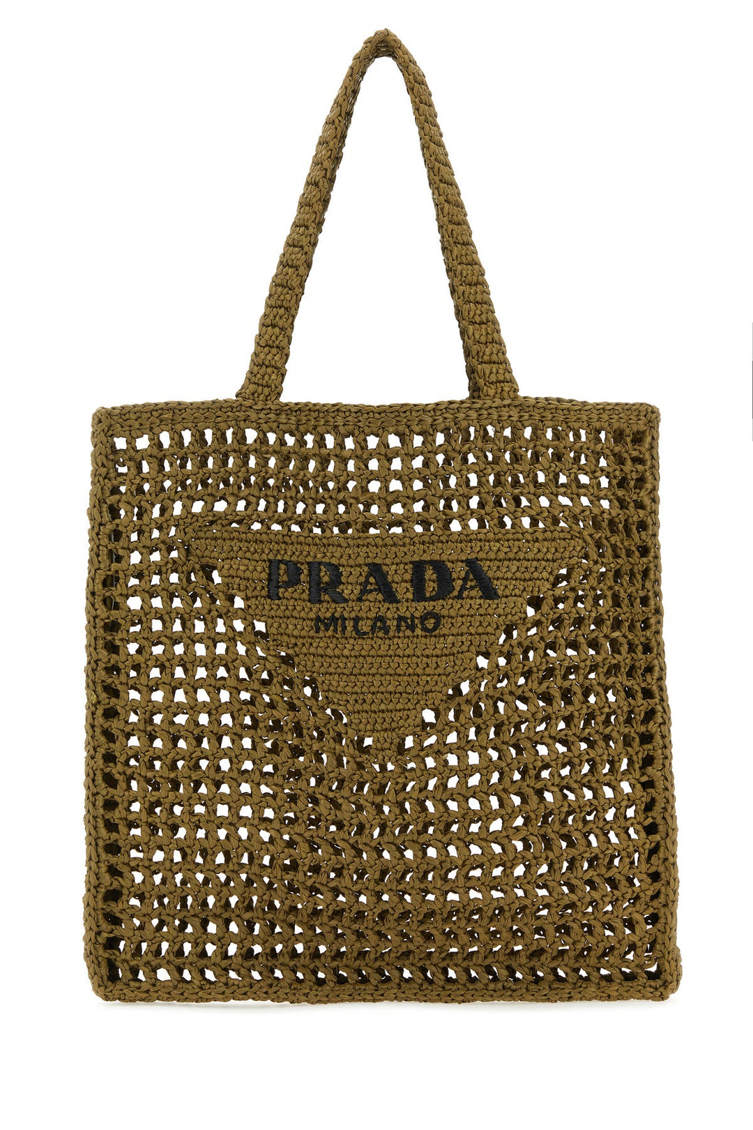 Khaki raffia shopping bag