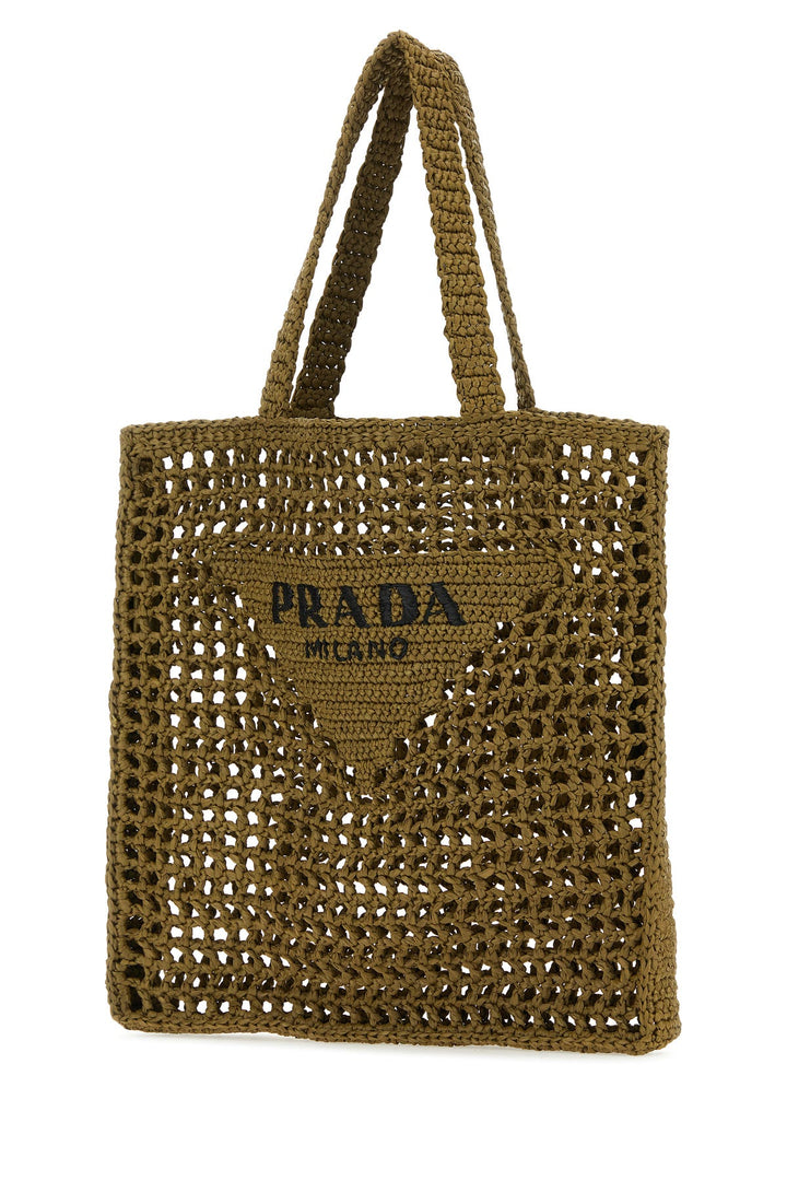 Khaki raffia shopping bag