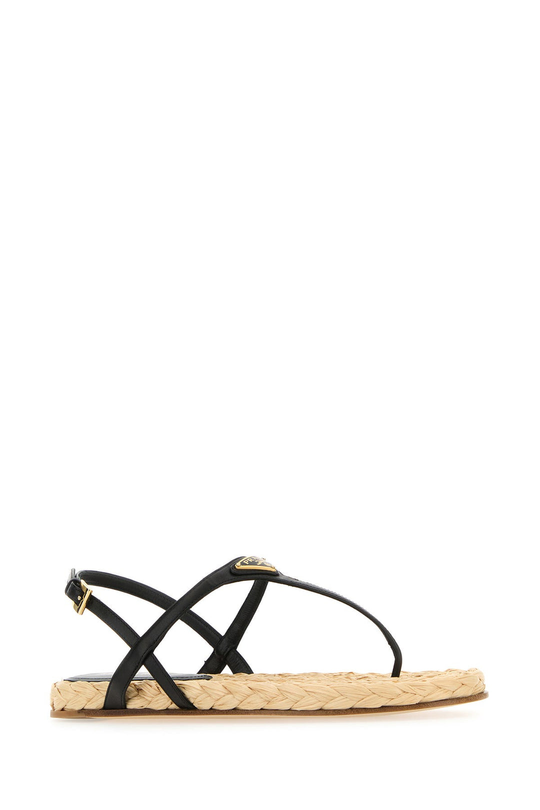 Black leather thong sandals