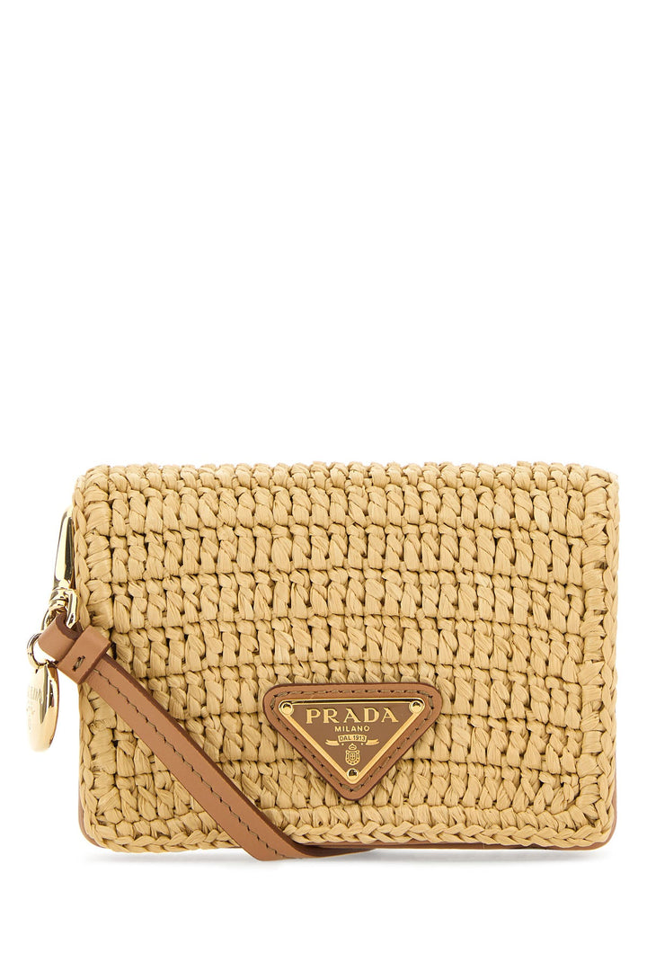 Beige raffia card holder