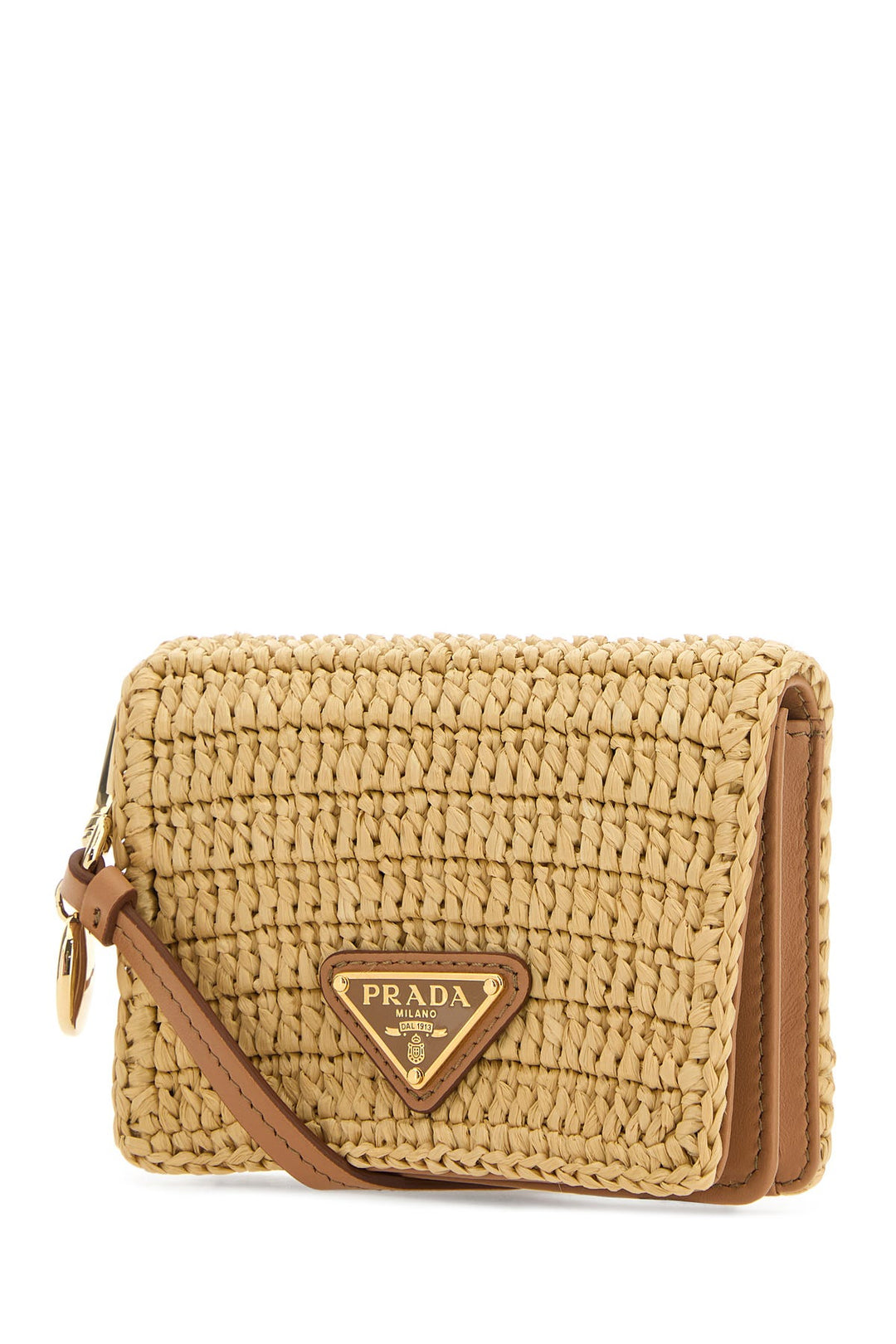 Beige raffia card holder