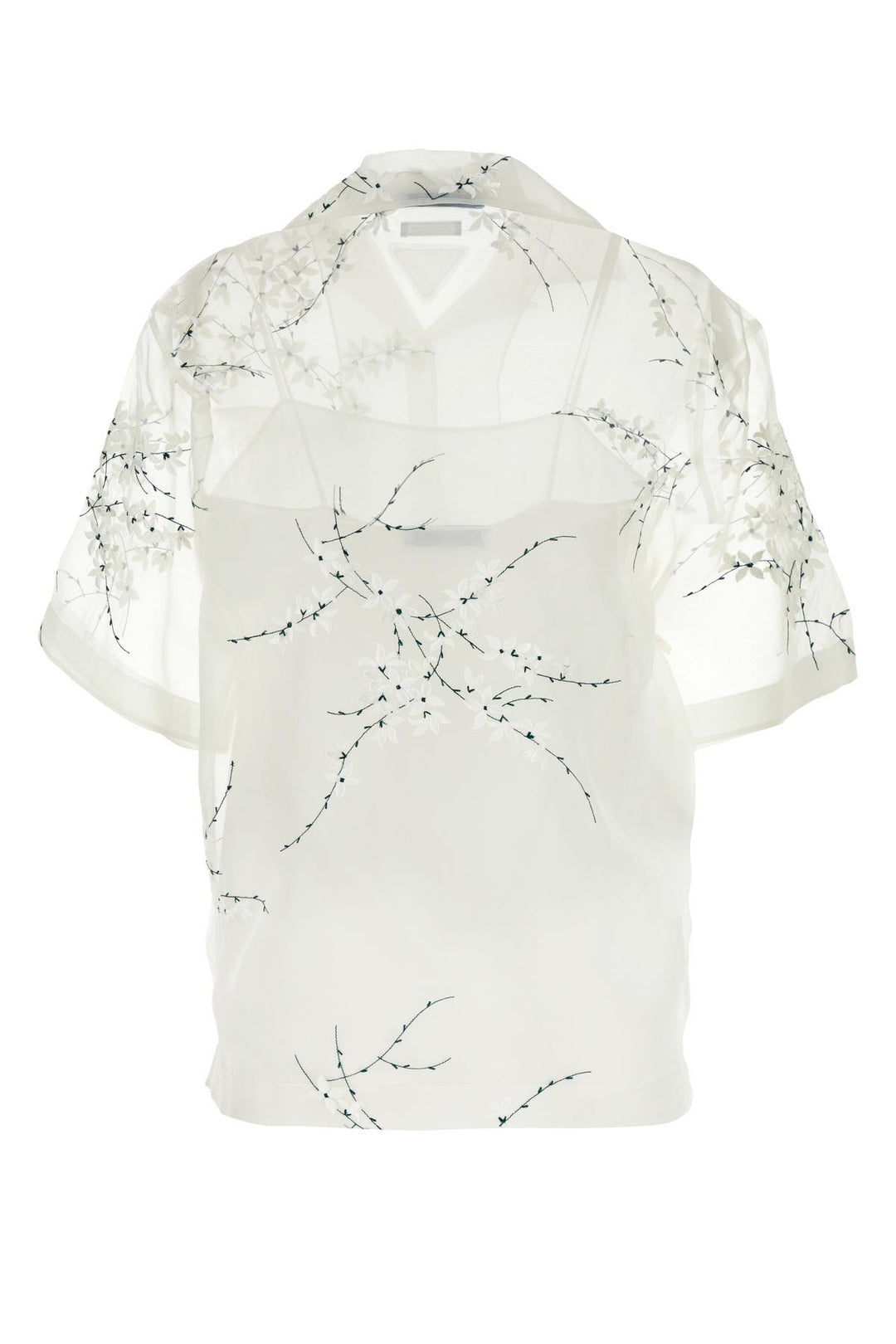 White silk blend see-through shirt