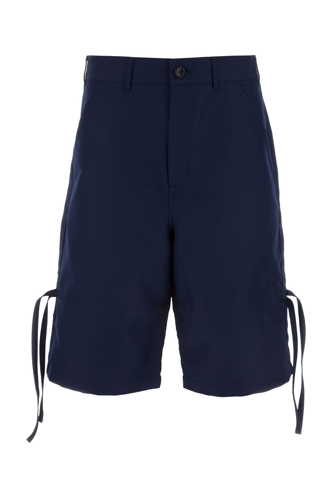 Navy blue polyester bermuda shorts