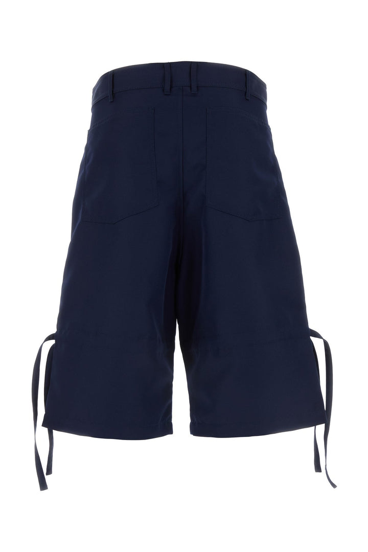 Navy blue polyester bermuda shorts