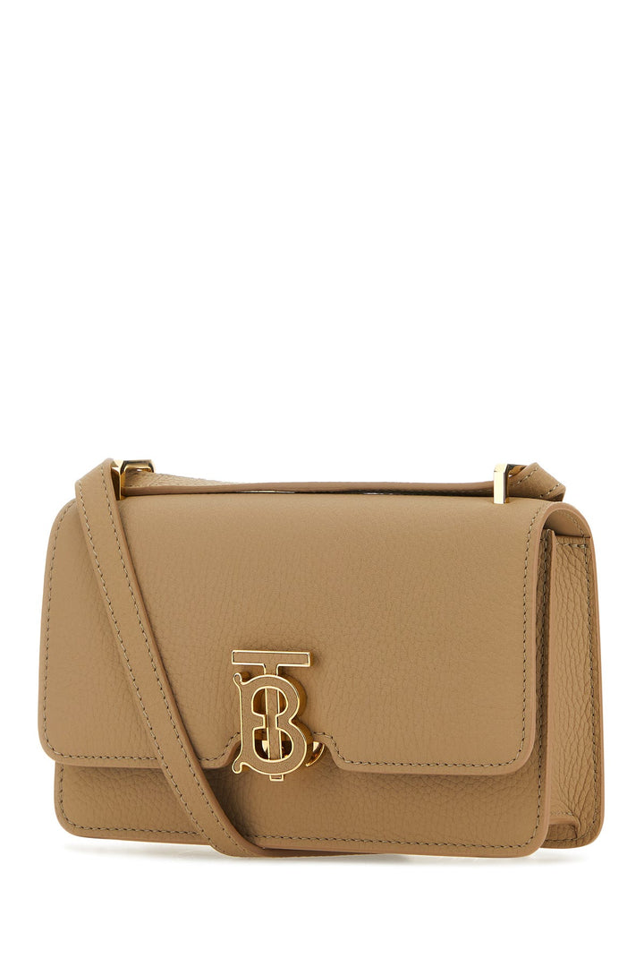 Beige leather mini TB crossbody bag