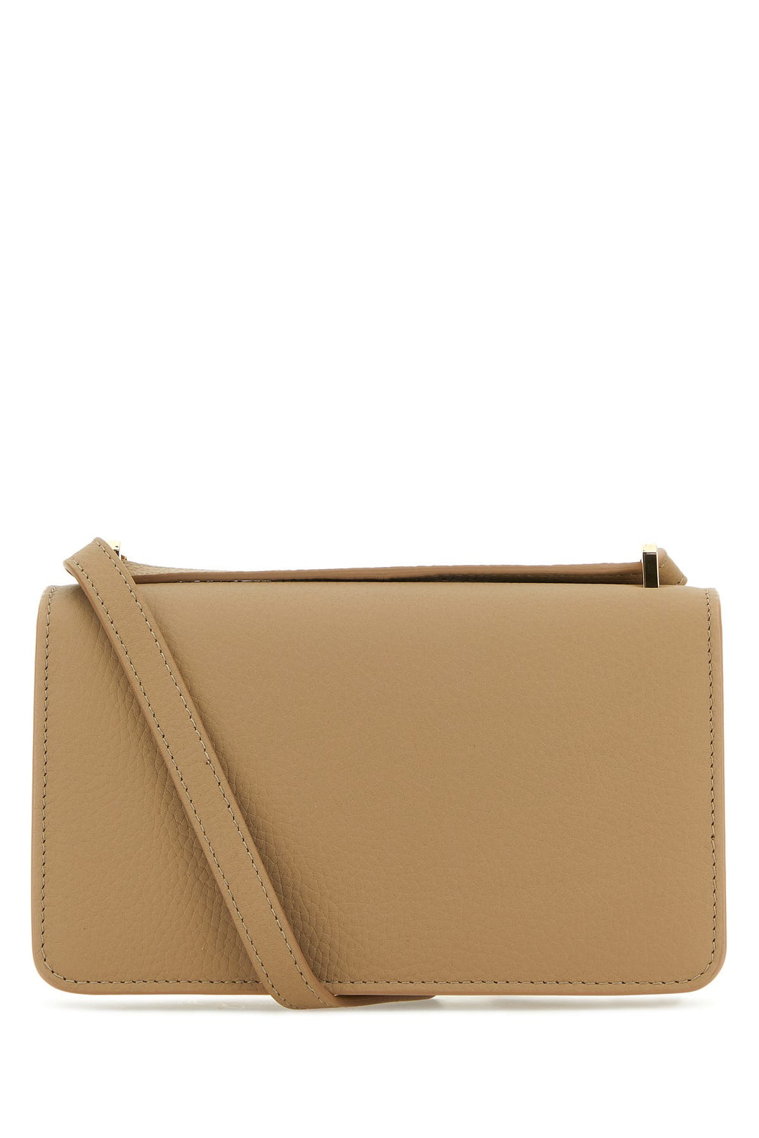 Beige leather mini TB crossbody bag