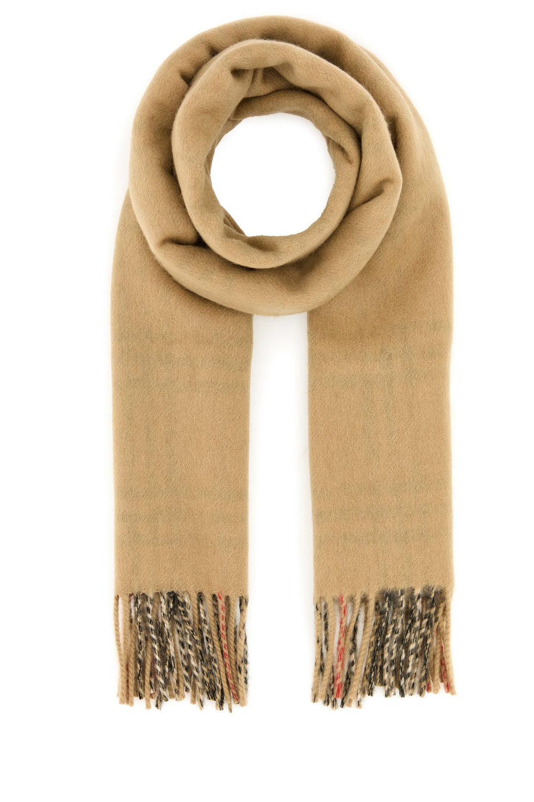 Beige cashmere reversible scarf