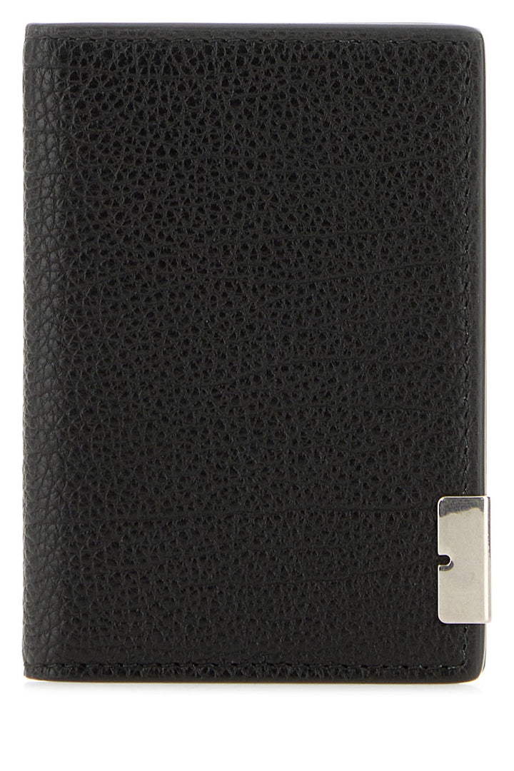 Black leather card holder