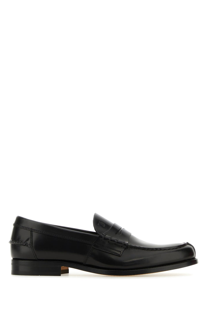 Black leather loafers