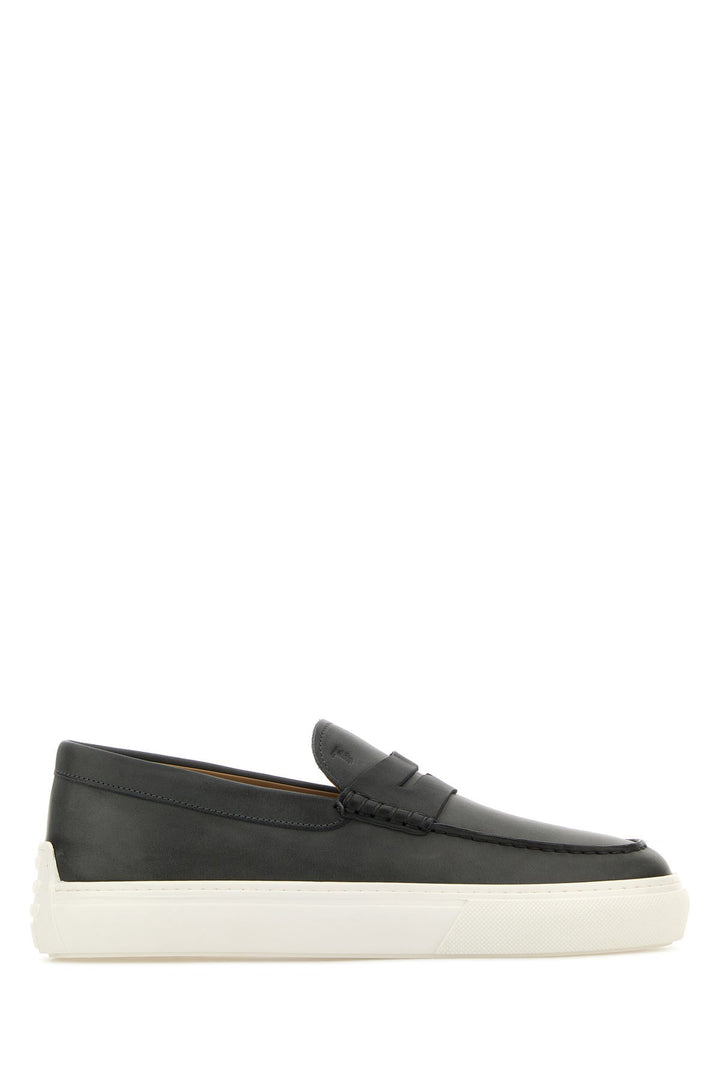 Charcoal leather loafers