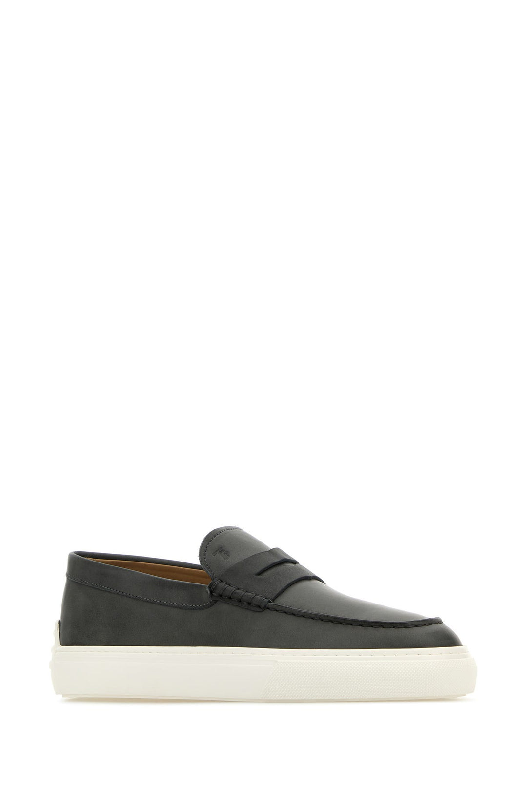 Charcoal leather loafers