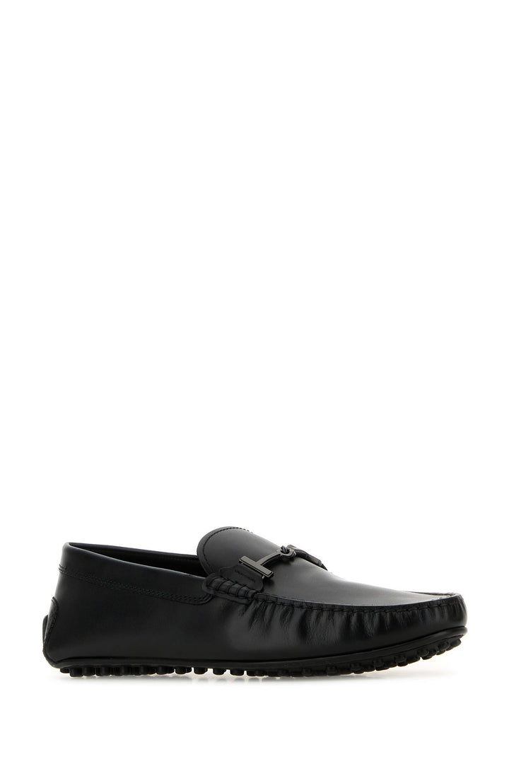 Black leather loafers