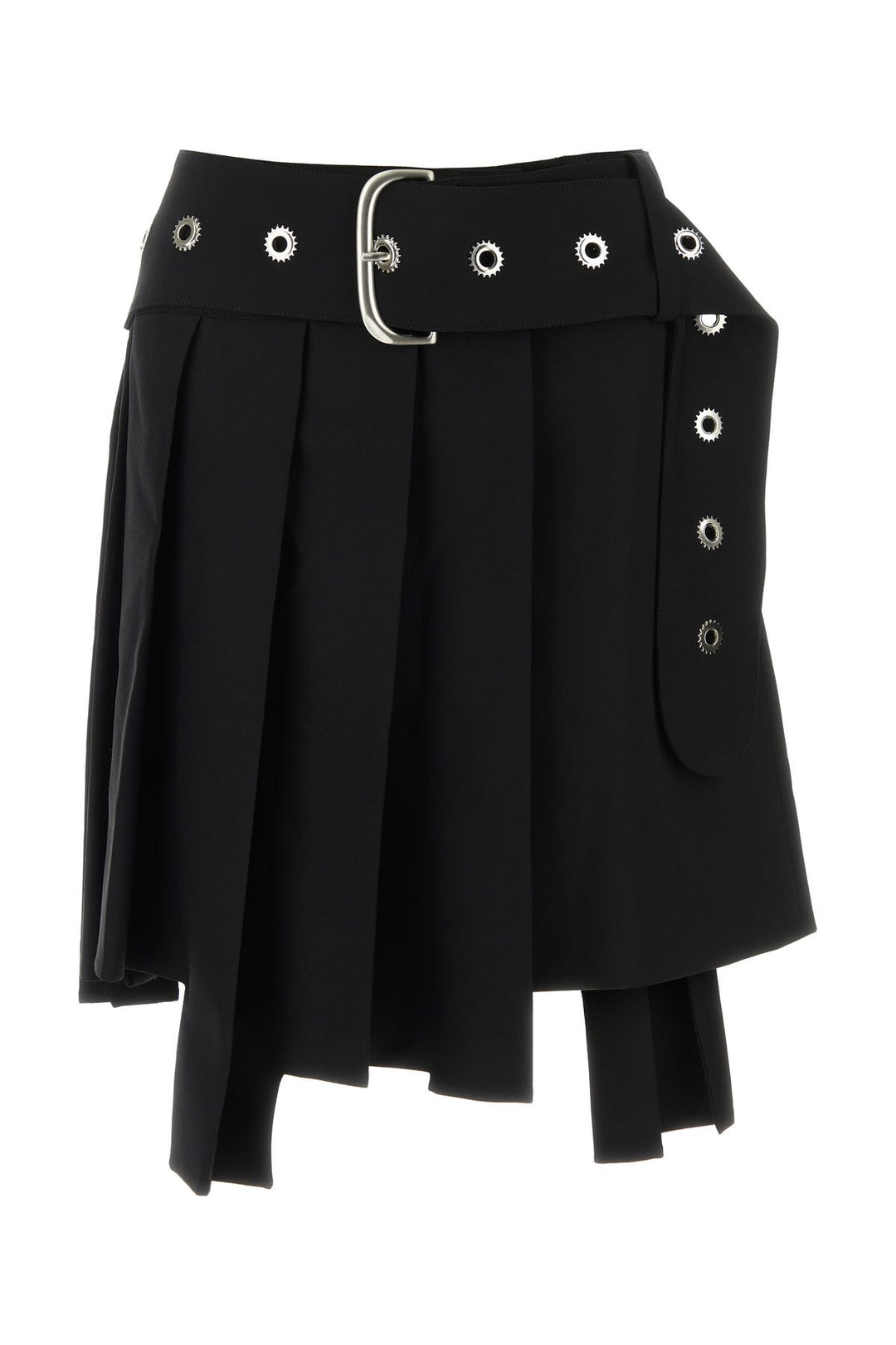 Black stretch wool mini skirt