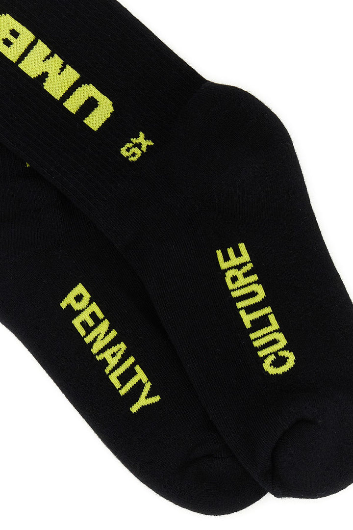 Black stretch cotton blend socks