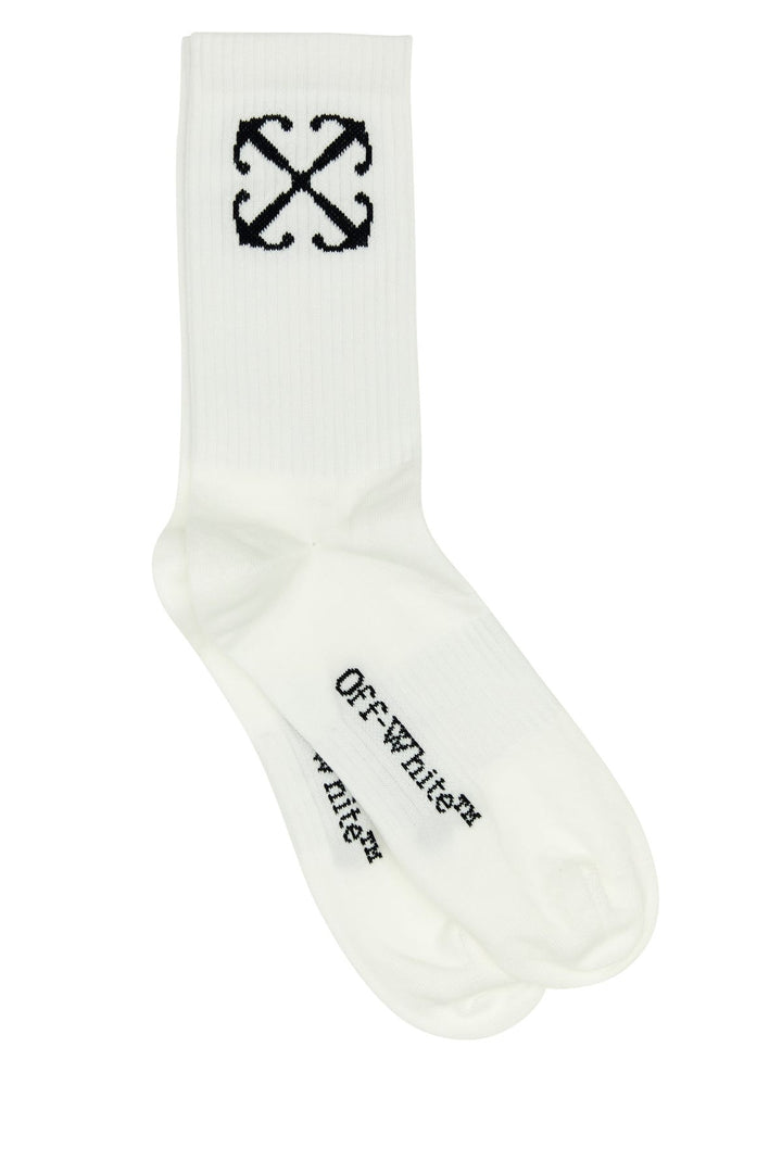 White stretch cotton blend socks