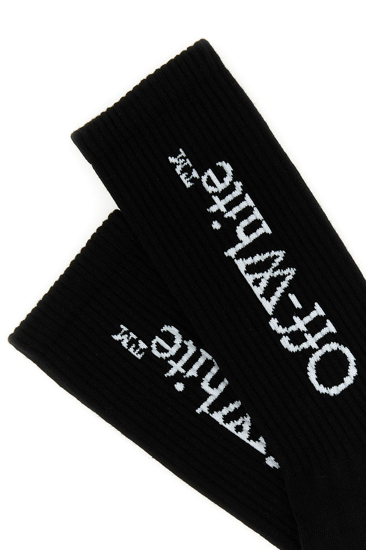 Black stretch cotton blend socks