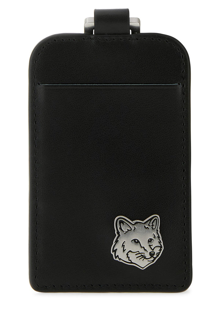 Black leather card holder