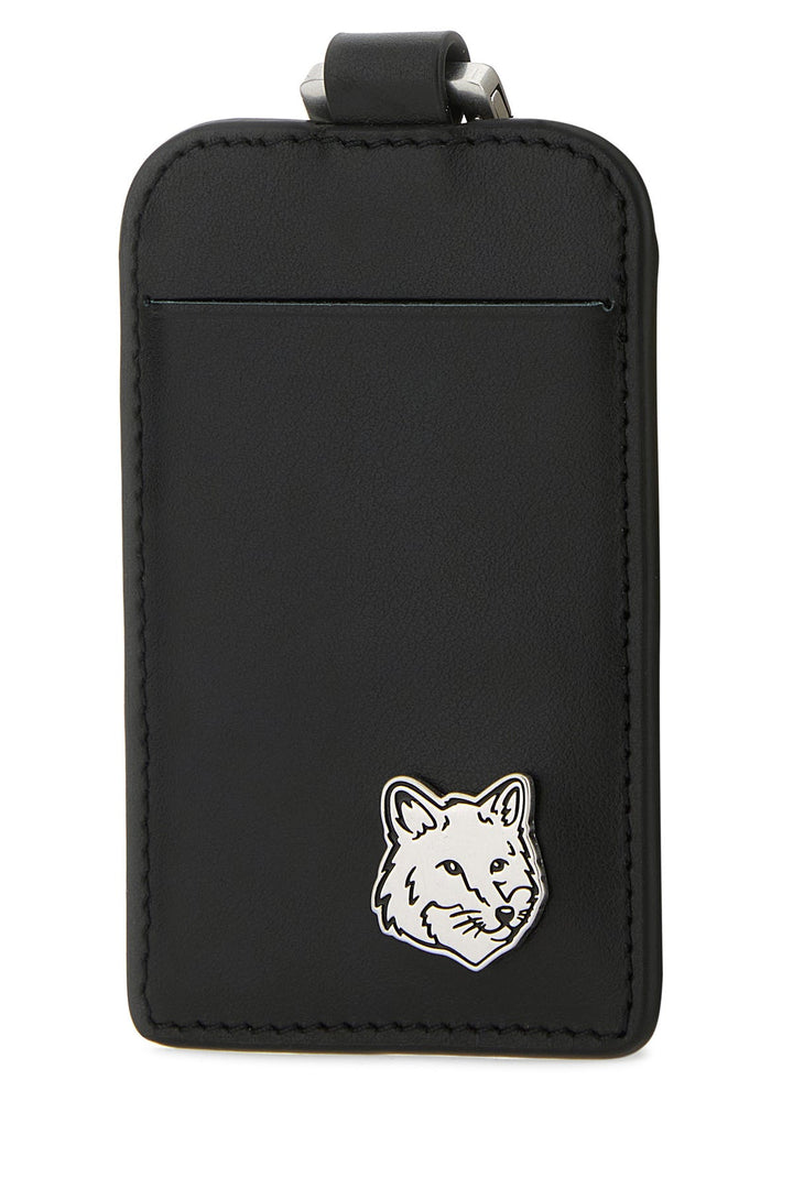 Black leather card holder