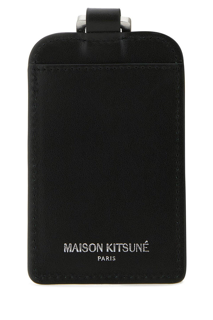 Black leather card holder