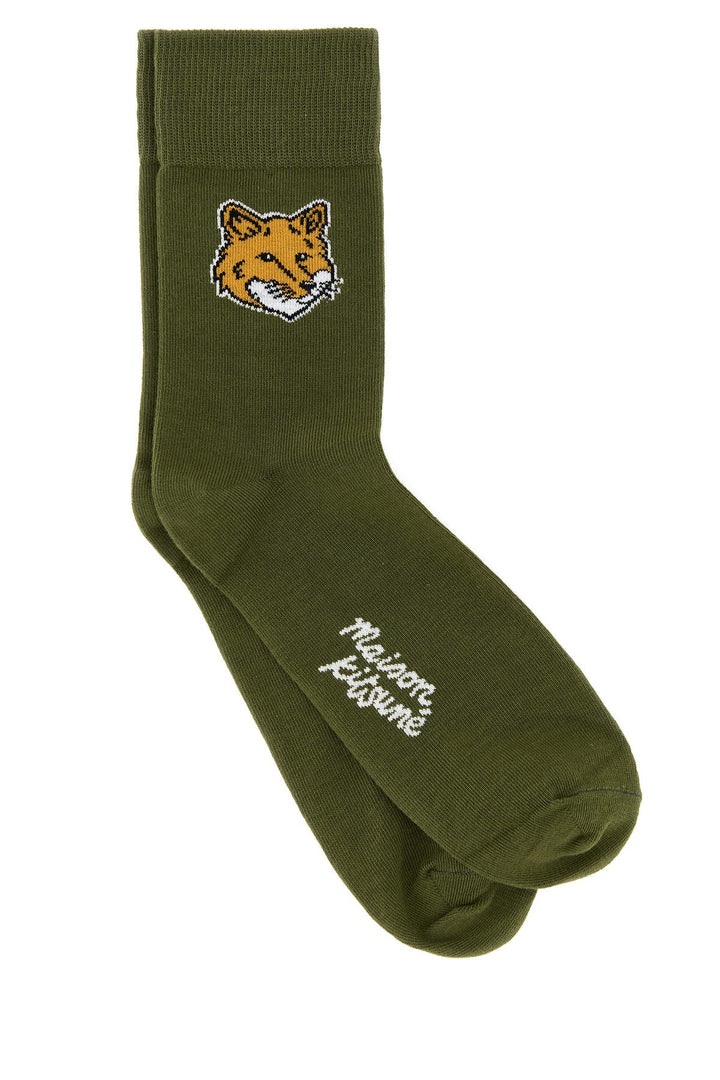 Army green stretch cotton blend Fox Head socks