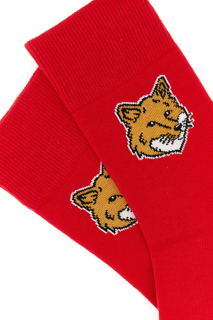 Red stretch cotton blend Fox Head socks