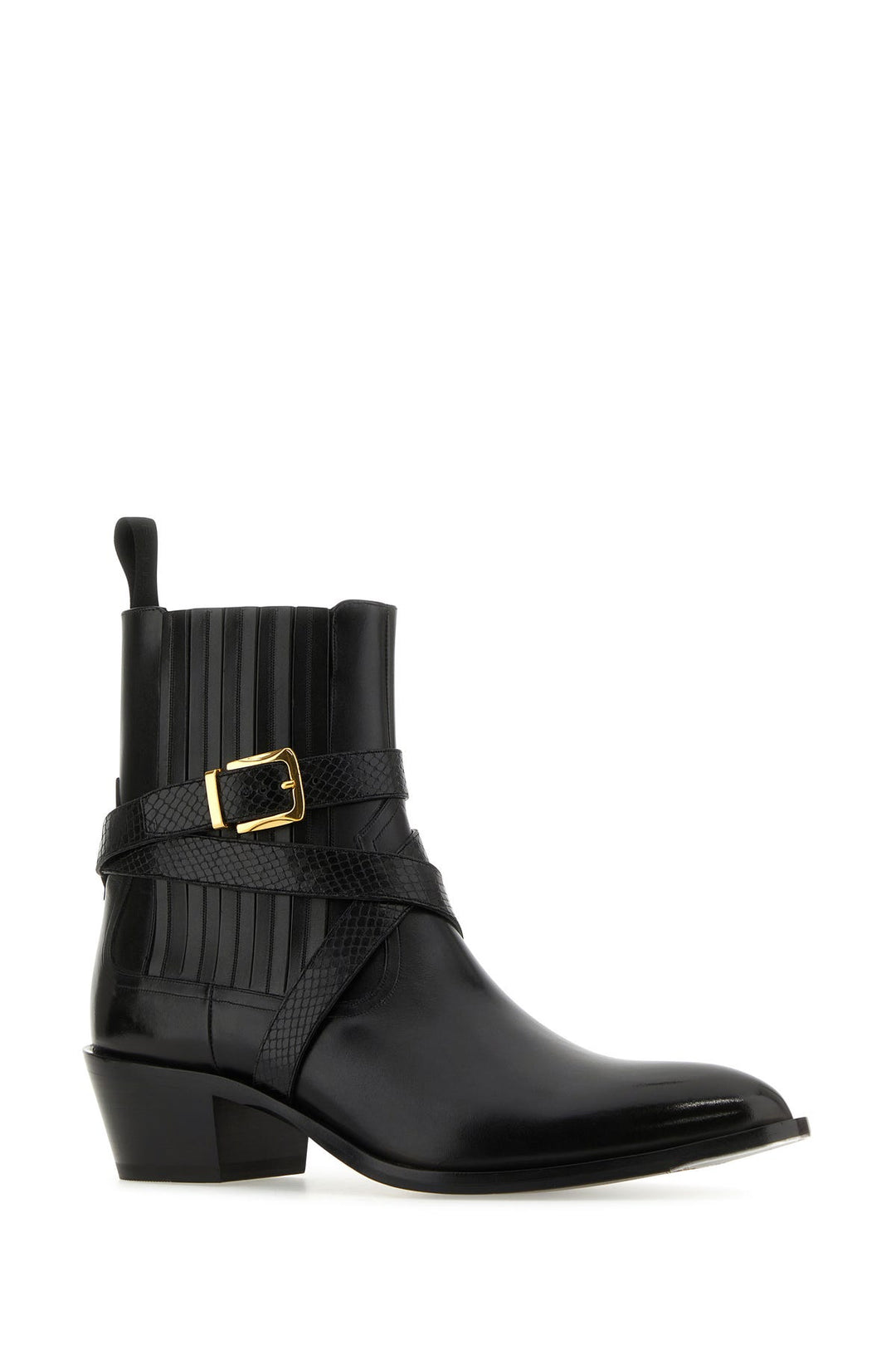 Black leather Varen ankle boots