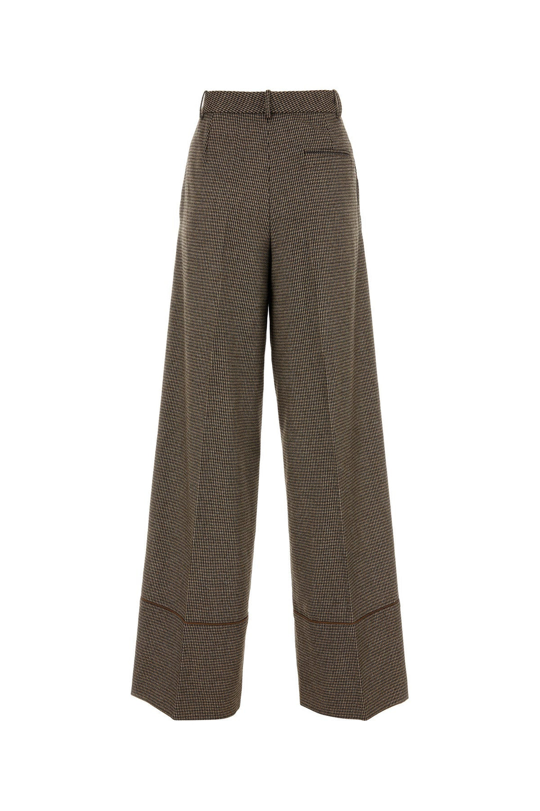 Embroidered stretch wool blend wide-leg pant