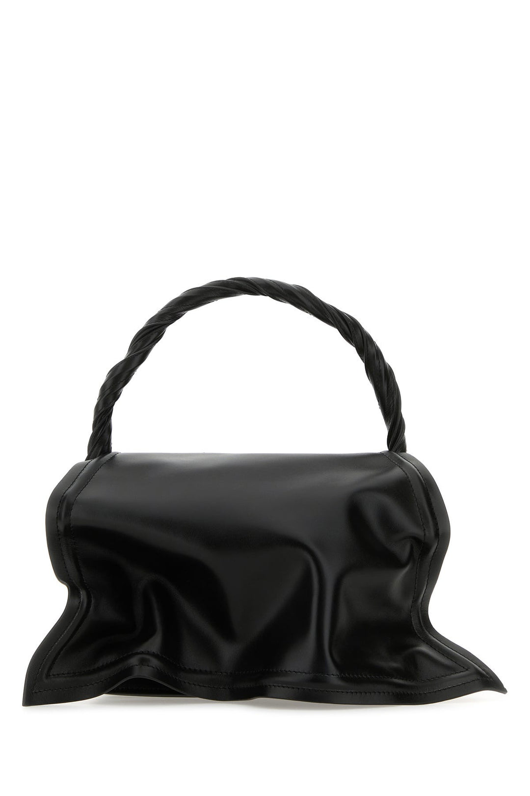 Black leather handbag