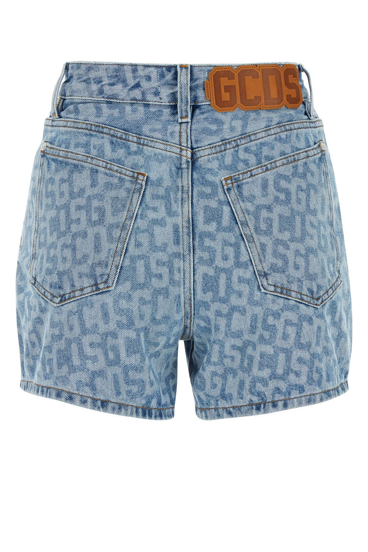 Printed denim shorts