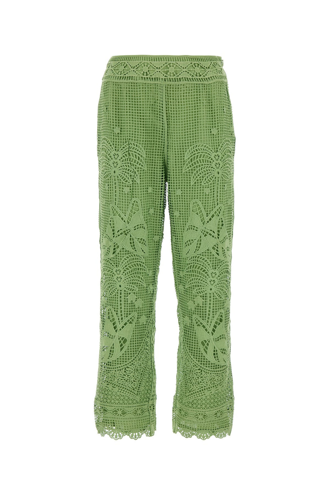 Green guipure pant