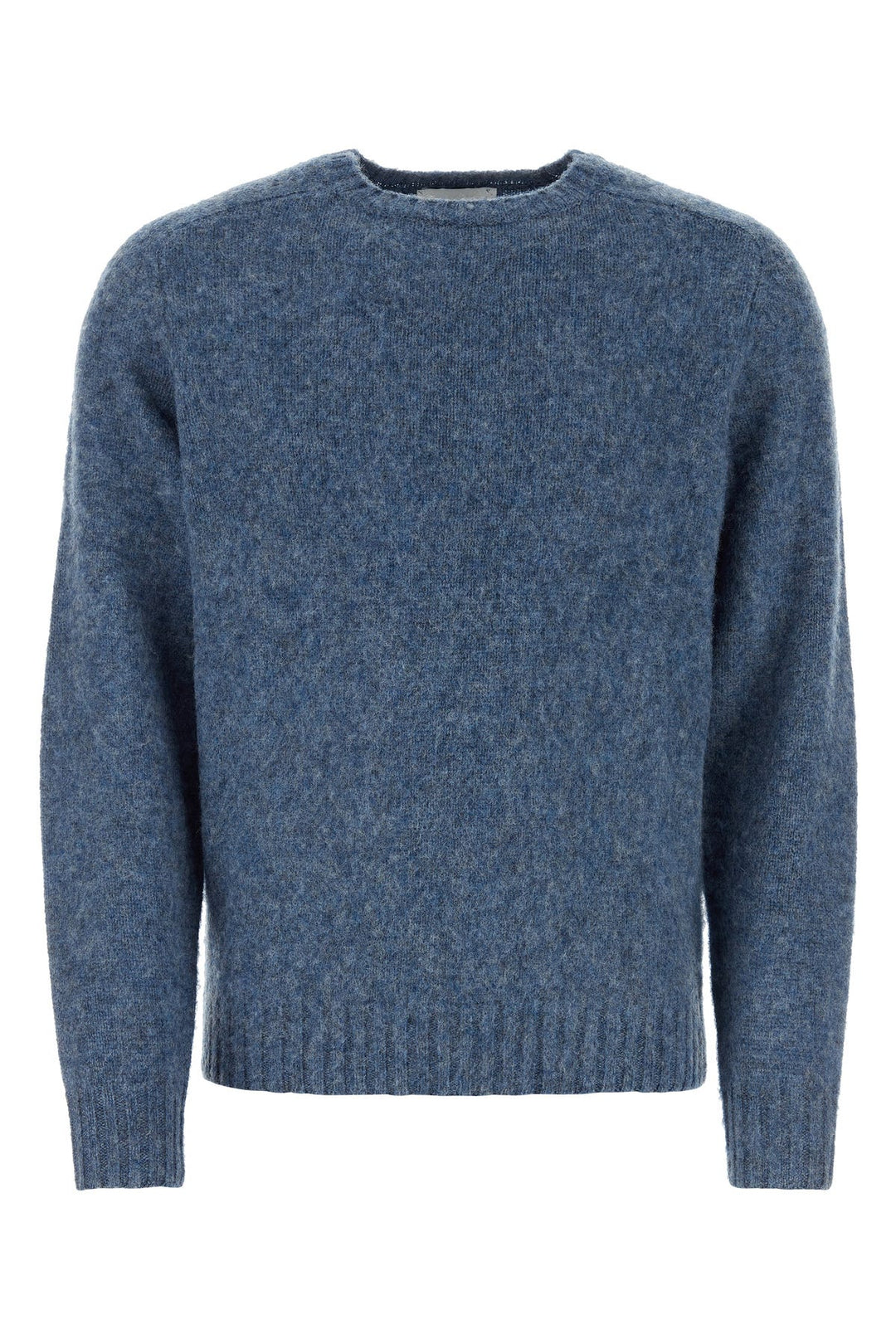 Melange blue wool Shaggy sweater