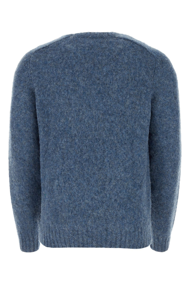 Melange blue wool Shaggy sweater