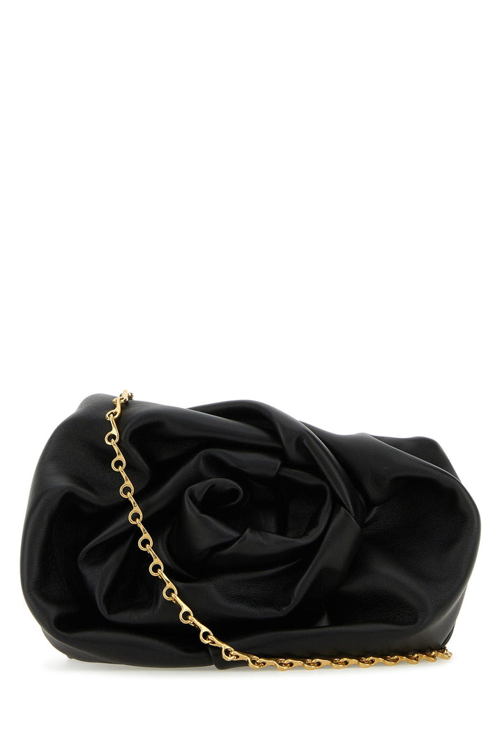 Black nappa leather Rose clutch