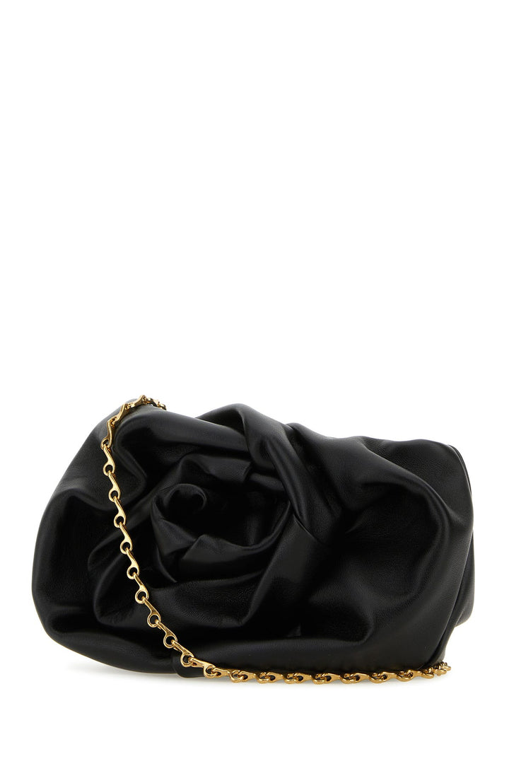 Black nappa leather Rose clutch