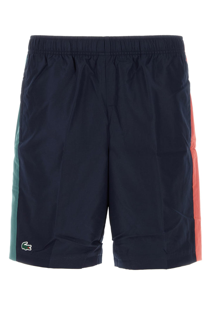 Midnight blue polyester bermuda shorts