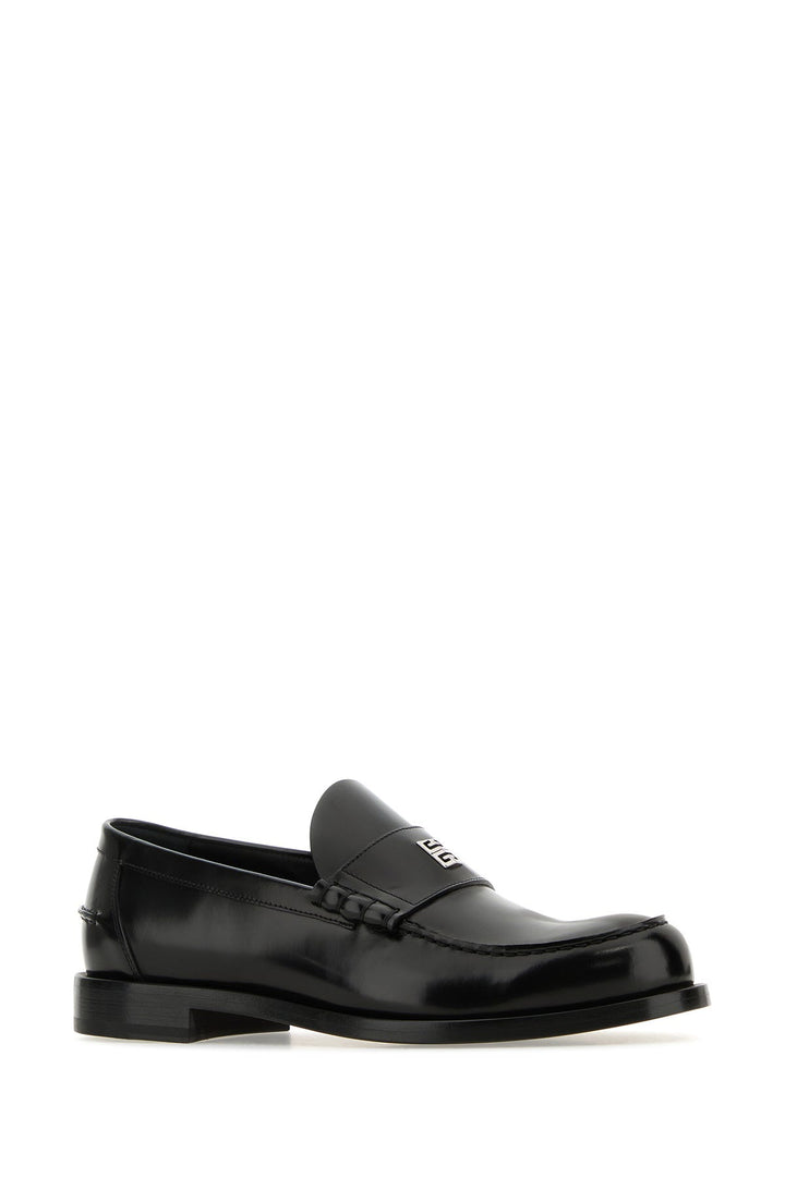 Black leather Mr G loafers