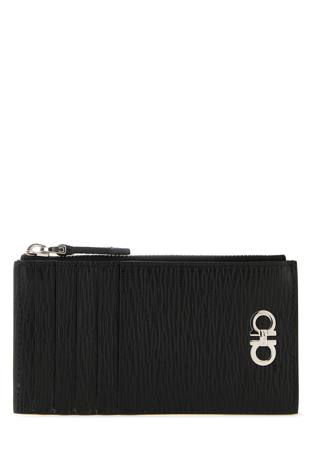 Black leather Gancini card holder