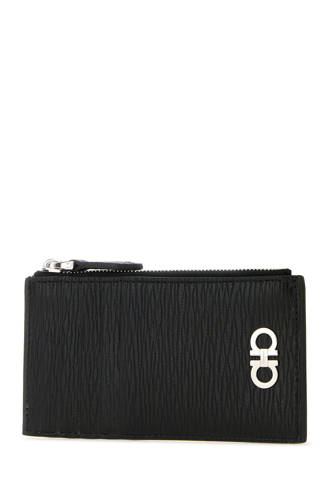 Black leather Gancini card holder