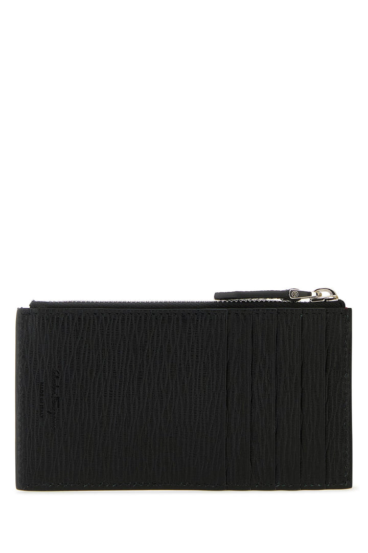 Black leather Gancini card holder