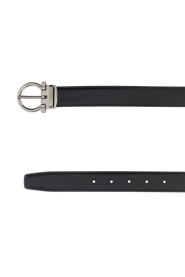 Black leather reversible belt