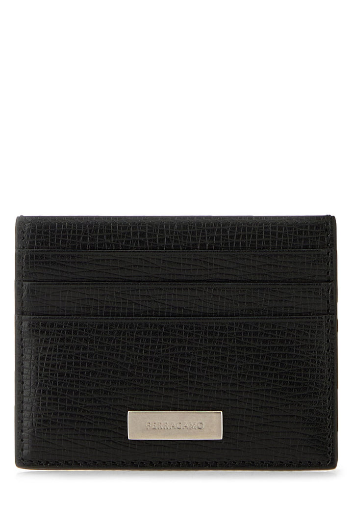 Black leather card holder