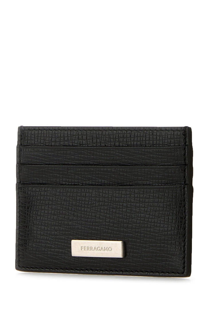 Black leather card holder